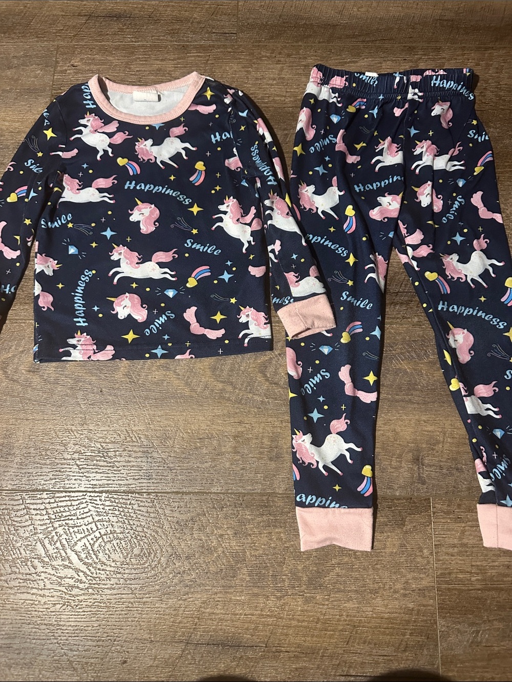 💕3/$20Girls Unicorn Pajama Set - Navy with Pink Accents